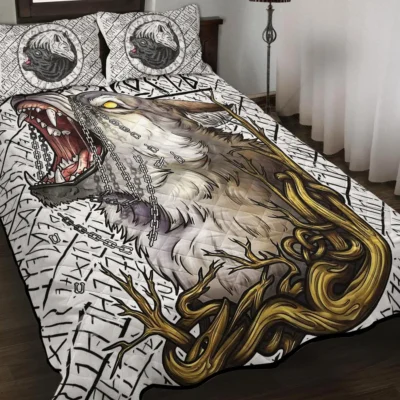 Viking Quilt Bedding Set – Viking Wolf Rune Untamed Spirit Viking Quilt Bedding Set – Viking Wolf Rune Untamed Spirit