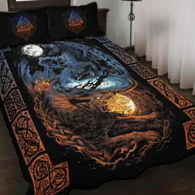 Viking Quilt Bedding Set – Wolf Viking Art Fierce Heritage Viking Quilt Bedding Set – Wolf Viking Art Fierce Heritage