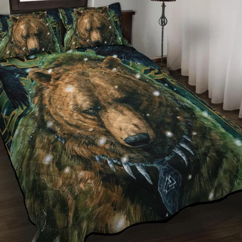 Viking Quilt Bedding Set – Wolf Viking Art Primal Spirit