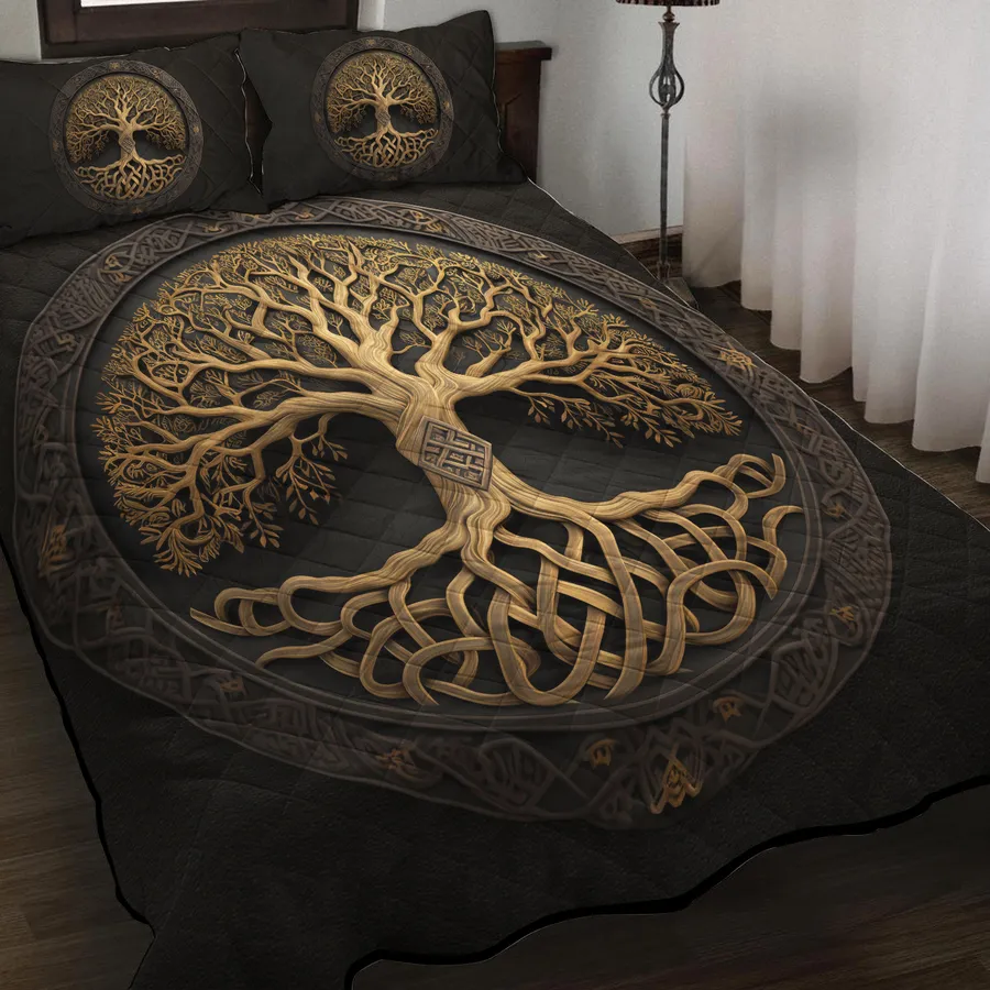 Viking Quilt Bedding Set – Yggdrasil Art Tree of Life Quilt Legendary Roots Viking Quilt Bedding Set – Yggdrasil Art Tree of Life Quilt Legendary Roots