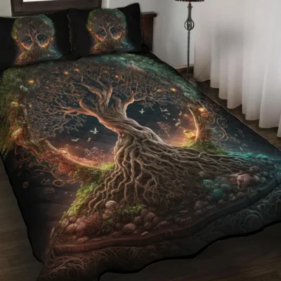 Viking Quilt Bedding Set – Yggdrasil Artwork Legendary Tree Viking Quilt Bedding Set – Yggdrasil Artwork Legendary Tree
