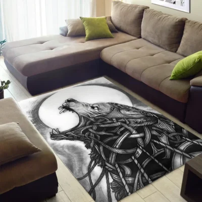 Viking Rug - Fenrir Art - Legendary Wolf Decor Viking Rug - Fenrir Art - Legendary Wolf Decor