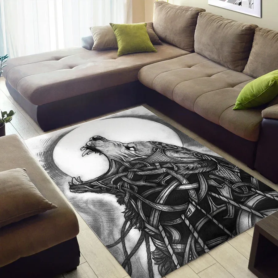 Viking Rug - Fenrir Art - Legendary Wolf Decor Viking Rug - Fenrir Art - Legendary Wolf Decor