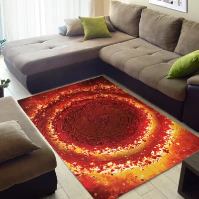 Viking Rug - Triple Horn of Odin - Viking Magic Runes Legendary Decor