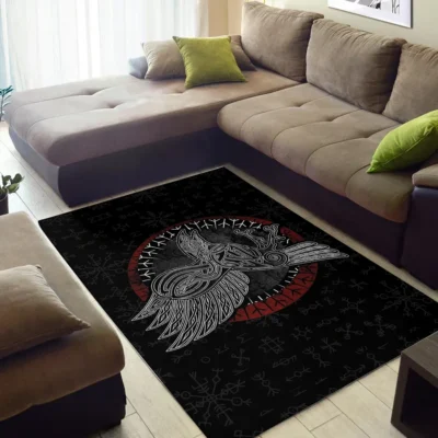 Viking Rug - Viking Raven Valor - Viking Celtic Raven Saga Decor Viking Rug - Viking Raven Valor - Viking Celtic Raven Saga Decor