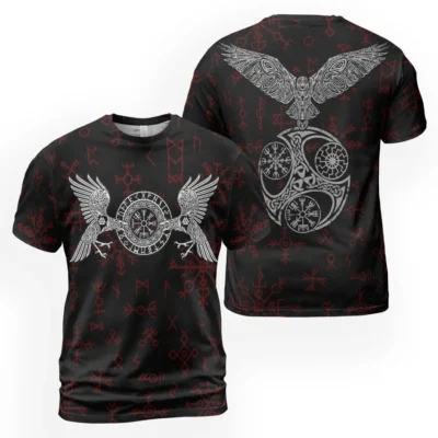 Viking Shirt – Bold Raven T Shirt With Viking Compass Symbol