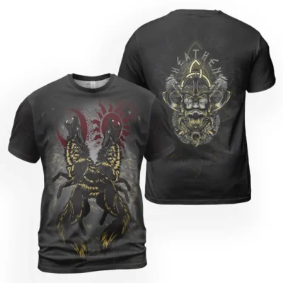 Viking Shirts – Powerful Wolves TShirt With Hati And Skoll Heathen Viking Shirts – Powerful Wolves TShirt With Hati And Skoll Heathen