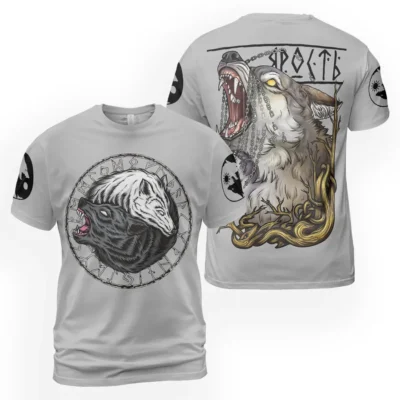 Viking T Shirt – Epic Yin Yang Wolf T Shirt With Norse Balance Theme Viking T Shirt – Epic Yin Yang Wolf T Shirt With Norse Balance Theme