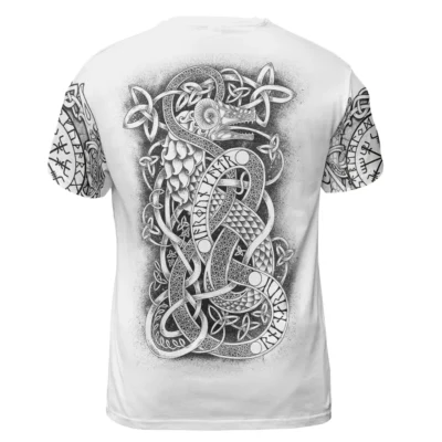 Viking T Shirts – Jormungandr Drawing Fierce Serpent Design