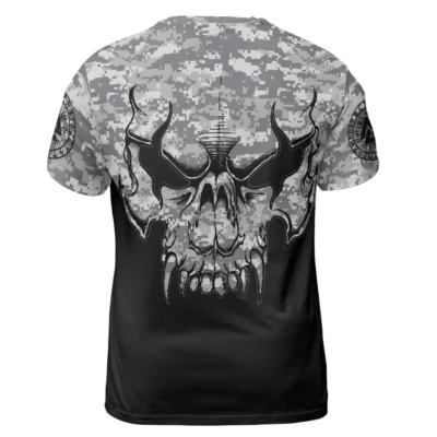 Viking Tee Shirts – Viking Skull Art with Camouflage Pattern