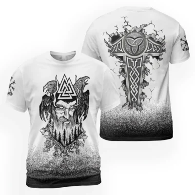 Viking Tees – Legendary Raven T Shirts With Odin, Valknut And Hammer Symbols