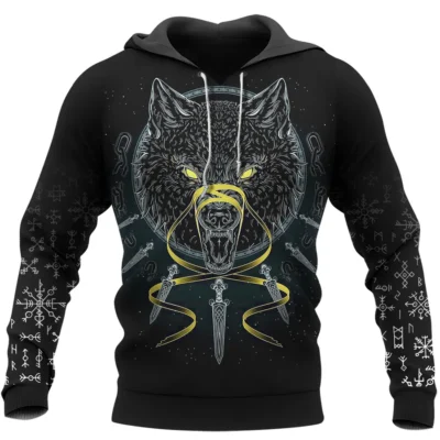 Hoodie Viking – Fenrir Artwork – Odin Art Legendary Style
