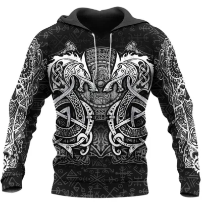 Hoodie Viking – Fenrir Rune – Mythos Mjolnir Epic Design