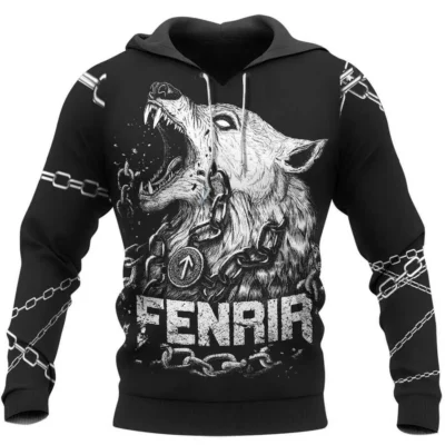 Hoodie Viking – Hoodie Wolf – Fenrir Artwork Wild Legacy