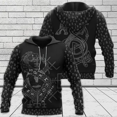 Hoodie Viking – Jormungandr Rune – Fenrir Art Wild Legend