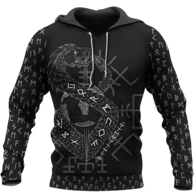 Hoodie Viking – Jormungandr Rune – Fenrir Art Wild Legend