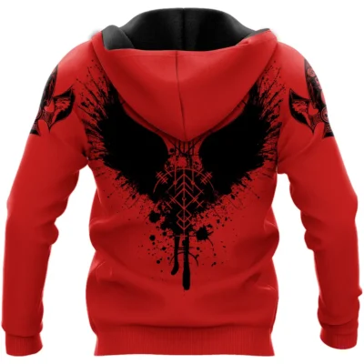 Hoodie Viking – Skull Hoodie Mens With Norse Raven Symbol