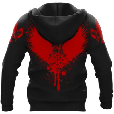 Hoodie Viking – Skull Hoodie Mens With Norse Raven Symbol