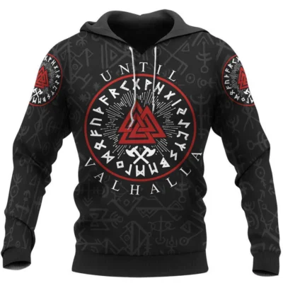 Viking Store Hoodie Viking – Until Valhalla Hoodie – Viking Valknut Symbol Legacy