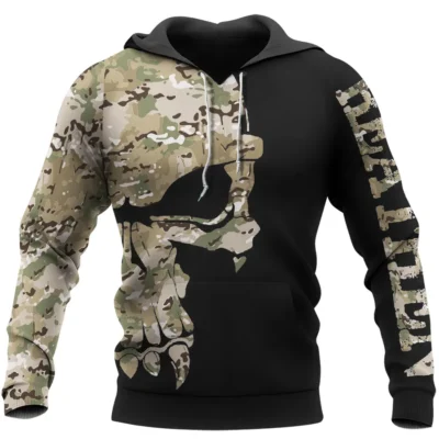 Hoodie Viking -Skulls Hoodie With Camouflage Pattern And Heathen
