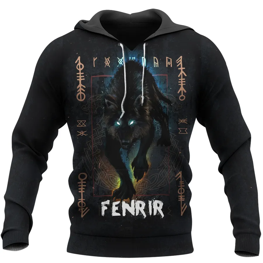 Hoodie Wolf – Hoodie Viking Featuring Fenrir And Odin Mythic Hoodie Wolf – Hoodie Viking Featuring Fenrir And Odin Mythic