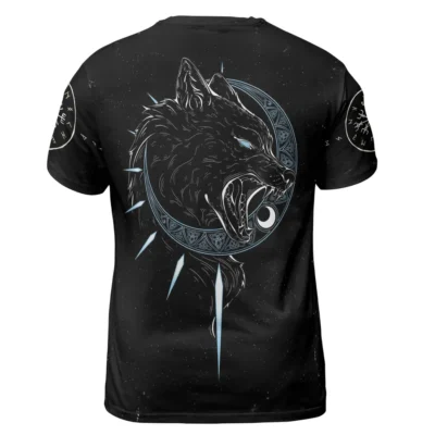 Norse Tee – Bold Wolf T Shirt Featuring Hati And Skoll From Norse Mythology