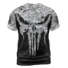 Norse Tee – Evil Viking Skull Drawing with Dripping Camouflage Pattern Norse Tee – Evil Viking Skull Drawing with Dripping Camouflage Pattern