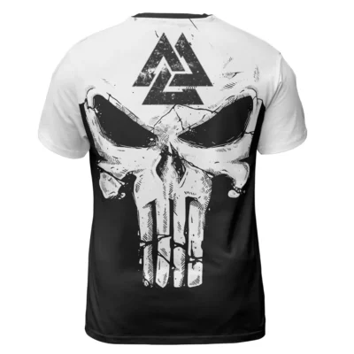 Norse Tee – Powerful Skull On T Shirt With Valknut Symbol