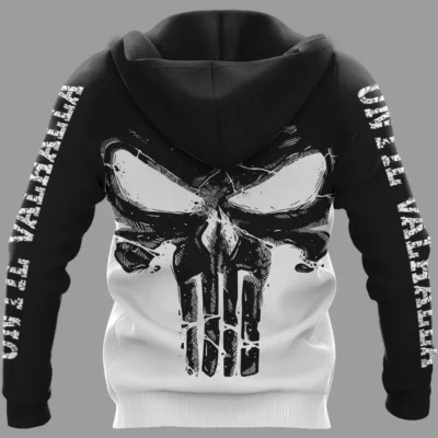 Until Valhalla Hoodie – Bold Skull Hoodie With Valknut Symbol