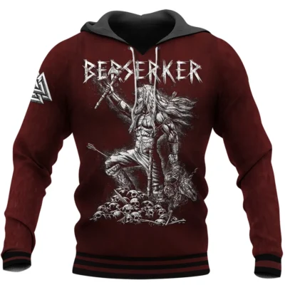 Viking Hoodie - Berserk Hoodie Featuring Berserker Warrior With Axe