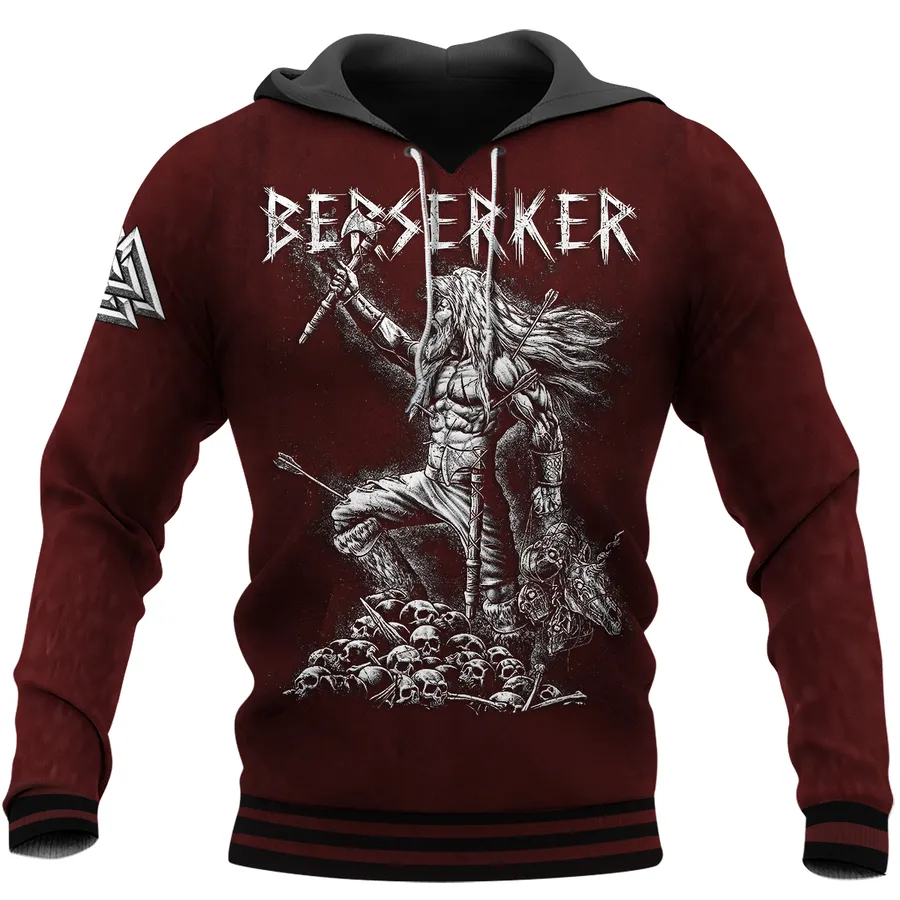 Viking Hoodie - Berserk Hoodie Featuring Berserker Warrior With Axe Viking Hoodie - Berserk Hoodie Featuring Berserker Warrior With Axe
