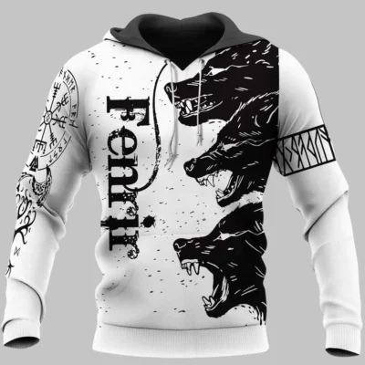 Viking Hoodie – Fenrir Clothing – Norse Wolf Art Primal Strength