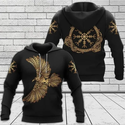 Viking Hoodie – Helm of Awe – Norse Raven Hoodie Sacred Power