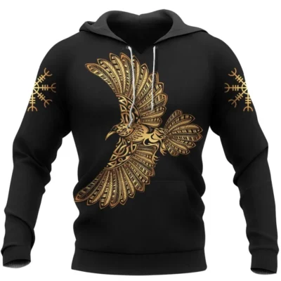 Viking Hoodie – Helm of Awe – Norse Raven Hoodie Sacred Power