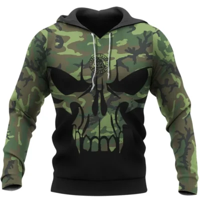 Viking Hoodie – Hoodie Skull Camo – Yggdrasil Art Legendary Style