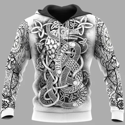 Viking Hoodie - Jormungandr Drawing Serpent Power Design