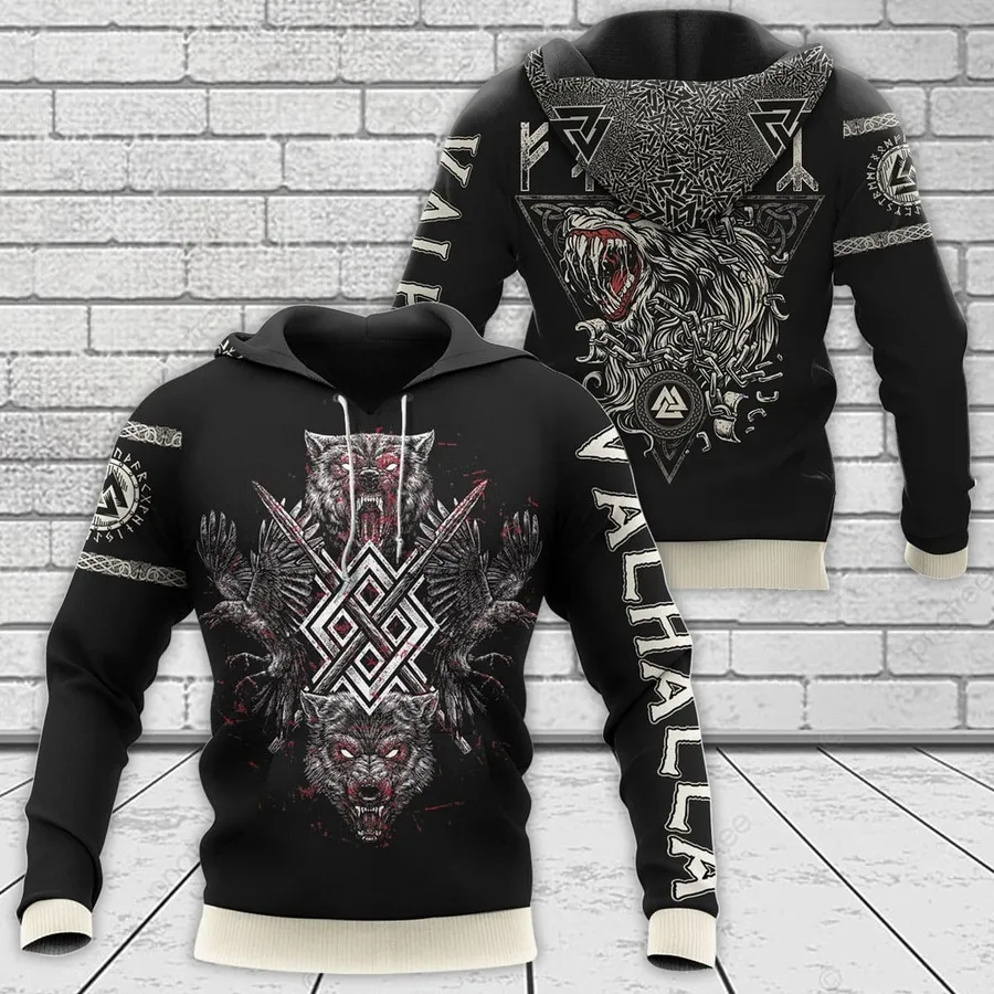 Viking Hoodie – Norse Raven Wolf Hoodie Primal Fusion Viking Hoodie – Norse Raven Wolf Hoodie Primal Fusion