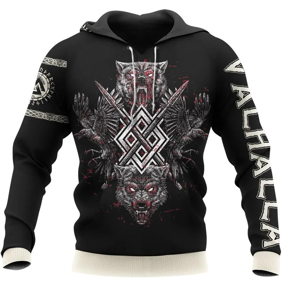 Viking Hoodie – Norse Raven Wolf Hoodie Primal Fusion Viking Hoodie – Norse Raven Wolf Hoodie Primal Fusion