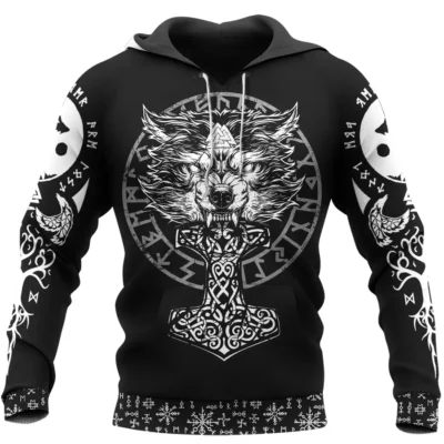 Viking Hoodie – Norse Wolf Design Fierce Heritage
