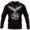 Viking Hoodie Raven Hoodie with Viking Symbol Design