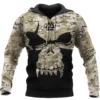 Viking Hoodie – Skull Hoodie With Camouflage Pattern, Skull Warrior And Valknut Symbol