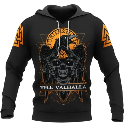 Viking Hoodie – Til Valhalla Hoodie – Raven Viking Spirit