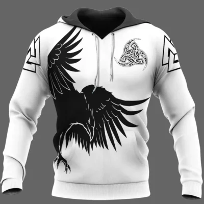 Viking Hoodie – Valknut Norse Raven Hoodie Mystic Strength