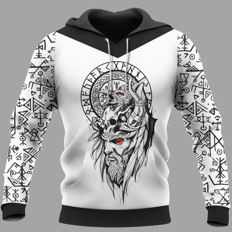Viking Hoodie And Viking Compass Hoodie With Odin Raven Design