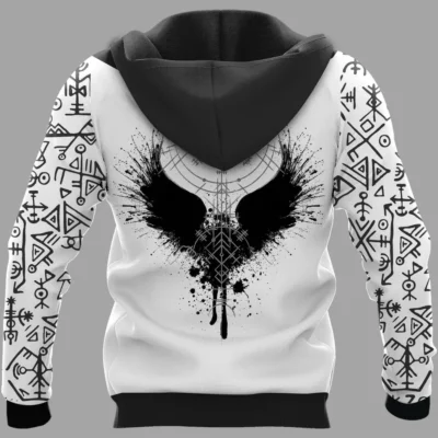 Viking Hoodie And Viking Compass Hoodie With Odin Raven Design
