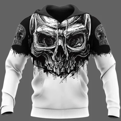 Viking Hoodie – Viking Skull Art – Norse Viking Axe Warrior Design