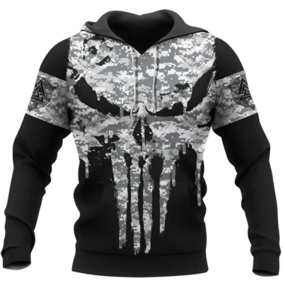 Viking Hoodie – Viking Skull Drawing Camo – Legendary Street Style
