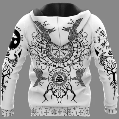 Viking Hoodie With Odin And Yggdrasil Mythic Design