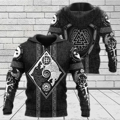 Viking Hoodies – Celtic Norse Viking Wolf Rune Legendary Design