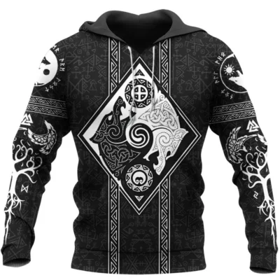 Viking Hoodies – Celtic Norse Viking Wolf Rune Legendary Design